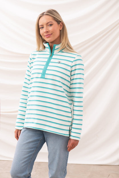 Shore Sweatshirt - Soft Teal Stripe - Lighthouse