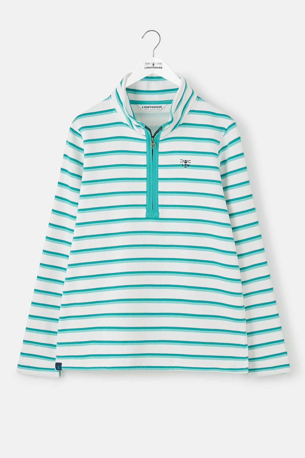 Shore Sweatshirt - Soft Teal Stripe - Lighthouse