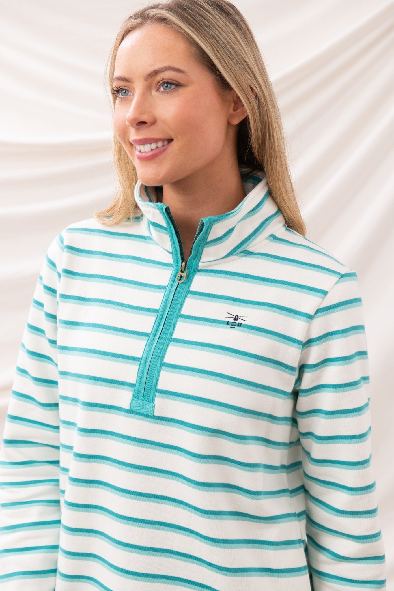 Shore Sweatshirt - Soft Teal Stripe - Lighthouse