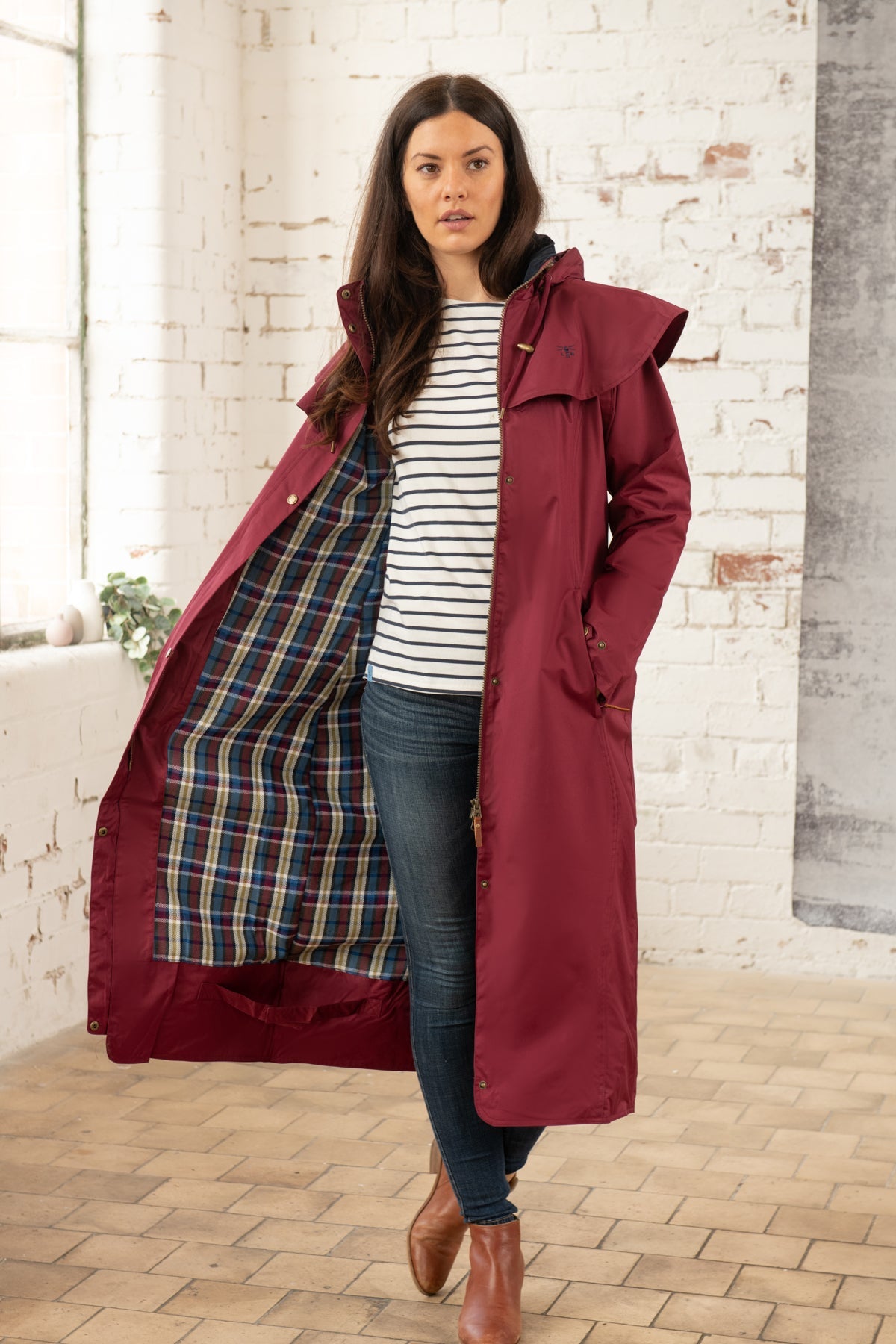 Outback Full Length Waterproof Raincoat - Berry-Lighthouse