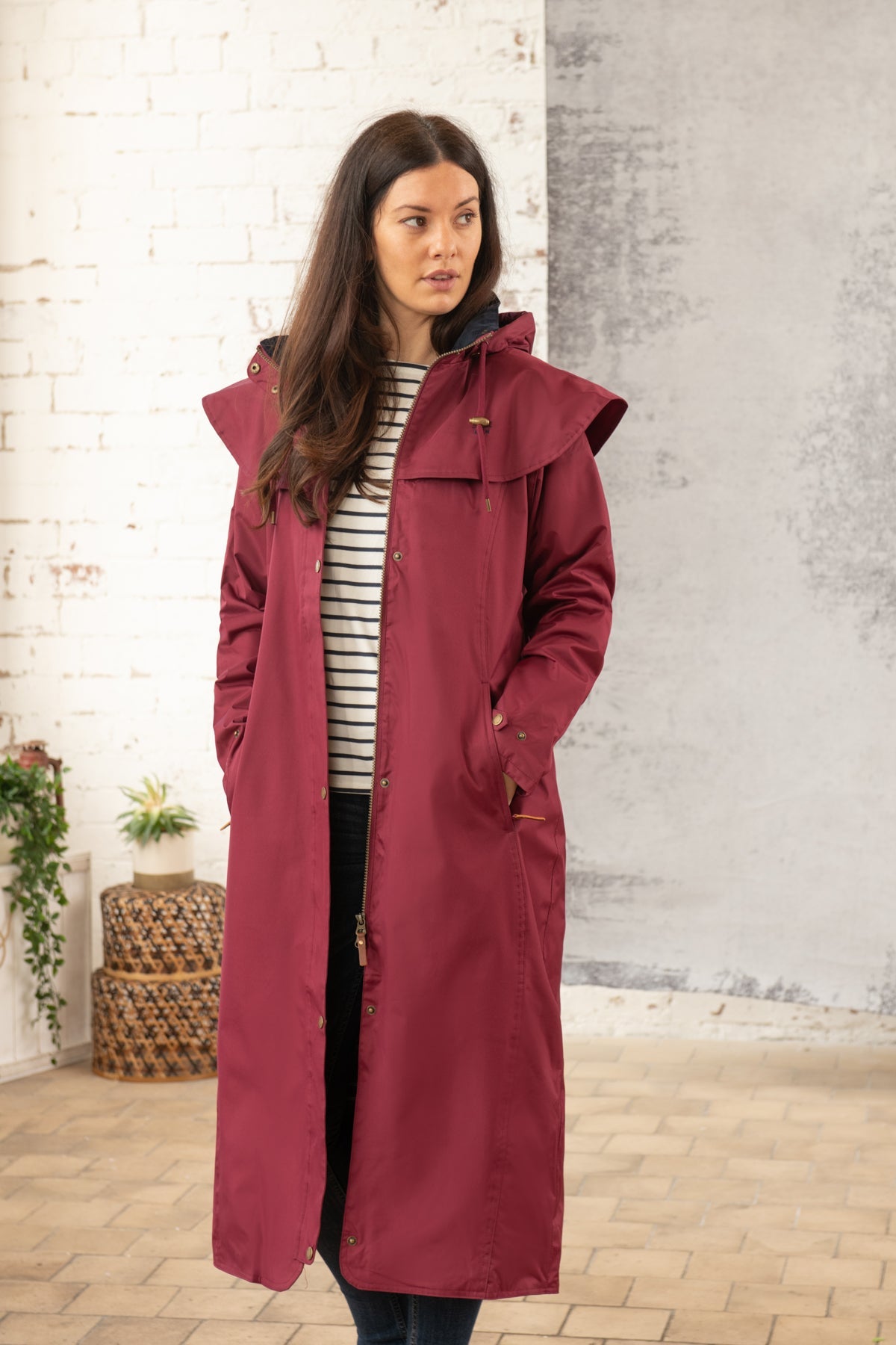 Outback Full Length Waterproof Raincoat - Berry-Lighthouse